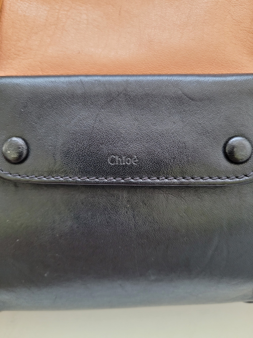 Chloé Black & Sunrise Peach Leather Medium Alice Satchel Bag Crossbody - Picture 2 of 16